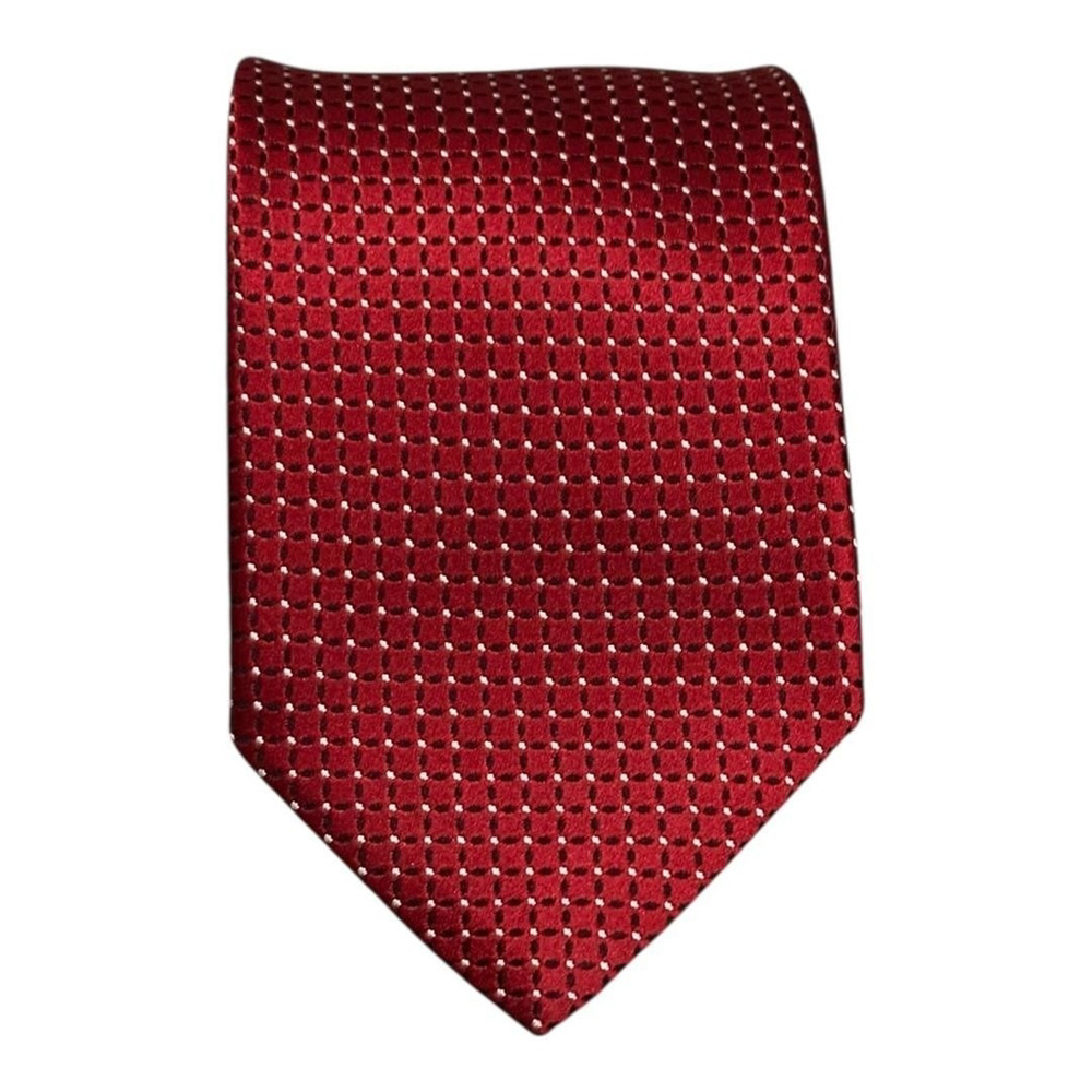 Ermenegildo Zegna Tie Mens One Size Red Geometric Silk Classic Formal Necktie